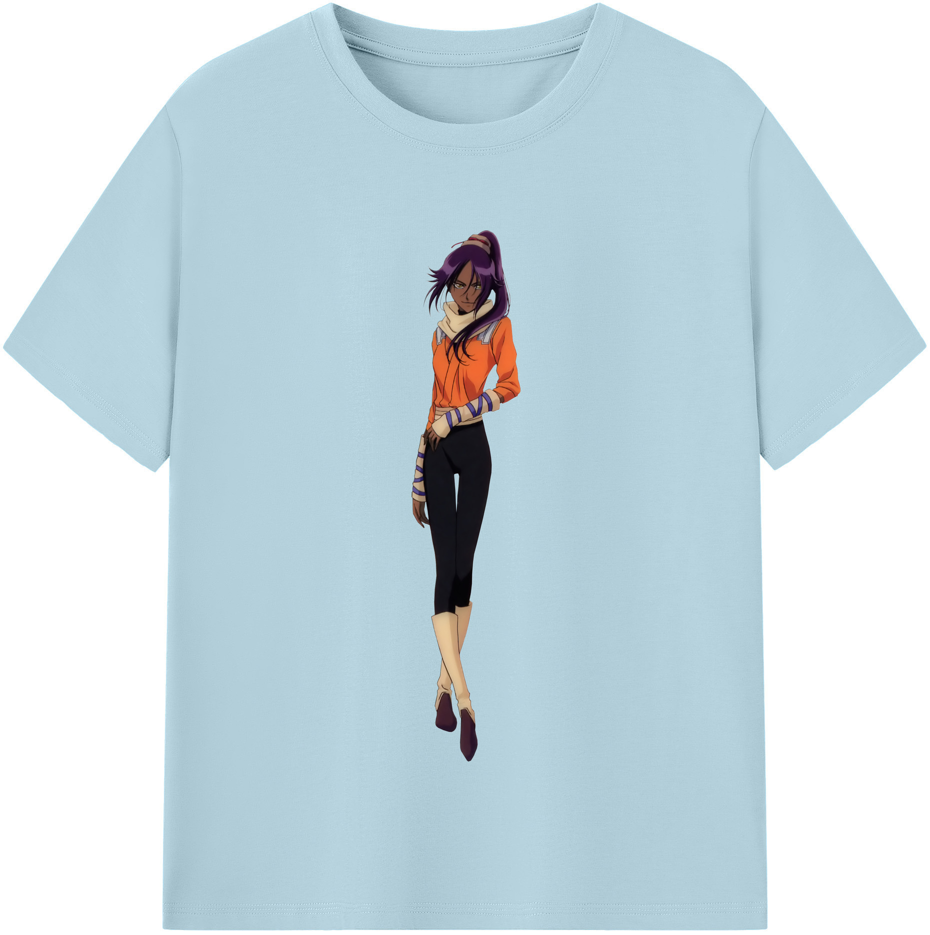 （画像用） ブリーチ 四楓院 夜一（しほういん よるいち） BLEACH Shihouin Yoruichi 綿100％半袖Tシャツ（フロントプリント）